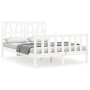 White solid wood bed frame with headboard 140x200 cm by vidaXL, Beds and slatted bases - Ref: Foro24-3192492, Price: 152,85 €...