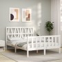 White solid wood bed frame with headboard 140x200 cm by vidaXL, Beds and slatted bases - Ref: Foro24-3192492, Price: 152,85 €...