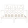 White solid wood bed frame with headboard 140x200 cm by vidaXL, Beds and slatted bases - Ref: Foro24-3192492, Price: 152,85 €...