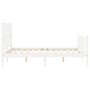 White solid wood bed frame with headboard 140x200 cm by vidaXL, Beds and slatted bases - Ref: Foro24-3192492, Price: 152,85 €...