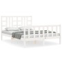 White solid wood bed frame with headboard 140x200 cm by vidaXL, Beds and slatted bases - Ref: Foro24-3191972, Price: 138,98 €...