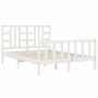 White solid wood bed frame with headboard 140x200 cm by vidaXL, Beds and slatted bases - Ref: Foro24-3191972, Price: 138,98 €...