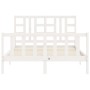 White solid wood bed frame with headboard 140x200 cm by vidaXL, Beds and slatted bases - Ref: Foro24-3191972, Price: 138,98 €...