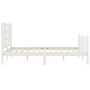 White solid wood bed frame with headboard 140x200 cm by vidaXL, Beds and slatted bases - Ref: Foro24-3191972, Price: 138,98 €...