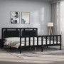 Bed frame with black solid wood headboard 180x200 cm by vidaXL, Beds and slatted bases - Ref: Foro24-3192185, Price: 209,99 €...