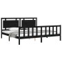 Bed frame with black solid wood headboard 180x200 cm by vidaXL, Beds and slatted bases - Ref: Foro24-3192185, Price: 209,99 €...