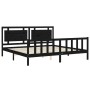 Bed frame with black solid wood headboard 180x200 cm by vidaXL, Beds and slatted bases - Ref: Foro24-3192185, Price: 209,99 €...