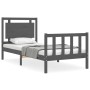 Gray solid wood bed frame with headboard 90x190 cm by vidaXL, Beds and slatted bases - Ref: Foro24-3192133, Price: 111,99 €, ...