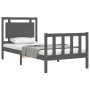 Estructura de cama con cabecero madera maciza gris 90x190 cm de vidaXL, Camas y somieres - Ref: Foro24-3192133, Precio: 111,9...