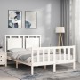 White solid wood bed frame with headboard 120x200 cm by vidaXL, Beds and slatted bases - Ref: Foro24-3192162, Price: 137,77 €...