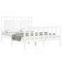 White solid wood bed frame with headboard 120x200 cm by vidaXL, Beds and slatted bases - Ref: Foro24-3192162, Price: 137,77 €...