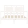 White solid wood bed frame with headboard 120x200 cm by vidaXL, Beds and slatted bases - Ref: Foro24-3192162, Price: 137,77 €...