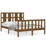 Honey brown solid wood bed frame and headboard 140x200 cm by vidaXL, Beds and slatted bases - Ref: Foro24-3192234, Price: 163...