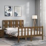 Honey brown solid wood bed frame and headboard 140x200 cm by vidaXL, Beds and slatted bases - Ref: Foro24-3192234, Price: 163...