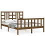 Honey brown solid wood bed frame and headboard 140x200 cm by vidaXL, Beds and slatted bases - Ref: Foro24-3191974, Price: 157...