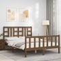 Honey brown solid wood bed frame and headboard 140x200 cm by vidaXL, Beds and slatted bases - Ref: Foro24-3191974, Price: 157...