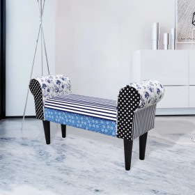 Blue and white patchwork bench by vidaXL, Benches for halls and storage - Ref: Foro24-240881, Price: 134,27 €, Discount: %