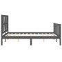 Estructura de cama con cabecero madera maciza gris 140x200 cm de vidaXL, Camas y somieres - Ref: Foro24-3192493, Precio: 162,...