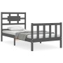 Estructura de cama con cabecero madera maciza gris 90x200 cm de vidaXL, Camas y somieres - Ref: Foro24-3192543, Precio: 116,3...