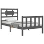 Estructura de cama con cabecero madera maciza gris 90x200 cm de vidaXL, Camas y somieres - Ref: Foro24-3192543, Precio: 116,3...