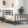 Estructura de cama con cabecero madera maciza gris 90x200 cm de vidaXL, Camas y somieres - Ref: Foro24-3192543, Precio: 116,3...