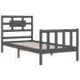 Estructura de cama con cabecero madera maciza gris 90x200 cm de vidaXL, Camas y somieres - Ref: Foro24-3192543, Precio: 116,3...