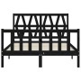 Bed frame with black solid wood headboard 140x190 cm by vidaXL, Beds and slatted bases - Ref: Foro24-3192475, Price: 172,88 €...