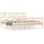 Bed frame with solid wood headboard 200x200 cm by vidaXL, Beds and slatted bases - Ref: Foro24-3192511, Price: 140,65 €, Disc...