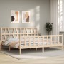 Bed frame with solid wood headboard 200x200 cm by vidaXL, Beds and slatted bases - Ref: Foro24-3192511, Price: 140,65 €, Disc...