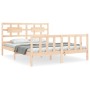 Estructura de cama de matrimonio con cabecero madera maciza de vidaXL, Camas y somieres - Ref: Foro24-3192561, Precio: 159,44...