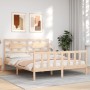 Estructura de cama de matrimonio con cabecero madera maciza de vidaXL, Camas y somieres - Ref: Foro24-3192561, Precio: 159,44...