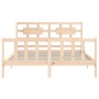 Estructura de cama de matrimonio con cabecero madera maciza de vidaXL, Camas y somieres - Ref: Foro24-3192561, Precio: 159,44...