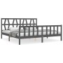 Gray solid wood bed frame with headboard 200x200 cm by vidaXL, Beds and slatted bases - Ref: Foro24-3192513, Price: 167,05 €,...