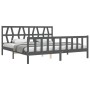 Gray solid wood bed frame with headboard 200x200 cm by vidaXL, Beds and slatted bases - Ref: Foro24-3192513, Price: 167,05 €,...