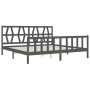 Gray solid wood bed frame with headboard 200x200 cm by vidaXL, Beds and slatted bases - Ref: Foro24-3192513, Price: 167,05 €,...