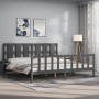 Gray solid wood bed frame with headboard 200x200 cm by vidaXL, Beds and slatted bases - Ref: Foro24-3192253, Price: 174,08 €,...