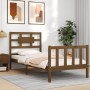 Honey brown solid wood bed frame with headboard 90x200cm by vidaXL, Beds and slatted bases - Ref: Foro24-3192544, Price: 118,...