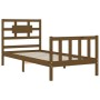 Honey brown solid wood bed frame with headboard 90x200cm by vidaXL, Beds and slatted bases - Ref: Foro24-3192544, Price: 118,...