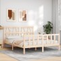 Estructura de cama con cabecero madera maciza 160x200 cm de vidaXL, Camas y somieres - Ref: Foro24-3192501, Precio: 135,99 €,...