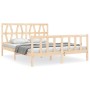 Estructura de cama con cabecero madera maciza 160x200 cm de vidaXL, Camas y somieres - Ref: Foro24-3192501, Precio: 135,99 €,...