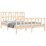 Estructura de cama con cabecero madera maciza 160x200 cm de vidaXL, Camas y somieres - Ref: Foro24-3192501, Precio: 135,99 €,...