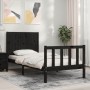 Estructura de cama con cabecero madera maciza negro de vidaXL, Camas y somieres - Ref: Foro24-3192590, Precio: 135,99 €, Desc...