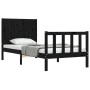 Estructura de cama con cabecero madera maciza negro de vidaXL, Camas y somieres - Ref: Foro24-3192590, Precio: 135,99 €, Desc...