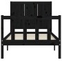 Estructura de cama con cabecero madera maciza negro de vidaXL, Camas y somieres - Ref: Foro24-3192590, Precio: 135,99 €, Desc...