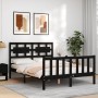 Bed frame with black solid wood headboard 120x200 cm by vidaXL, Beds and slatted bases - Ref: Foro24-3192555, Price: 174,91 €...