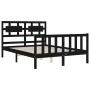 Bed frame with black solid wood headboard 120x200 cm by vidaXL, Beds and slatted bases - Ref: Foro24-3192555, Price: 174,91 €...