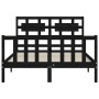 Bed frame with black solid wood headboard 120x200 cm by vidaXL, Beds and slatted bases - Ref: Foro24-3192555, Price: 174,91 €...