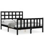 Estructura cama de matrimonio con cabecero madera maciza negra de vidaXL, Camas y somieres - Ref: Foro24-3192075, Precio: 163...