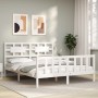 Estructura de cama matrimonio con cabecero madera maciza blanco de vidaXL, Camas y somieres - Ref: Foro24-3192562, Precio: 14...