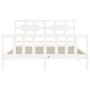 Estructura de cama matrimonio con cabecero madera maciza blanco de vidaXL, Camas y somieres - Ref: Foro24-3192562, Precio: 14...